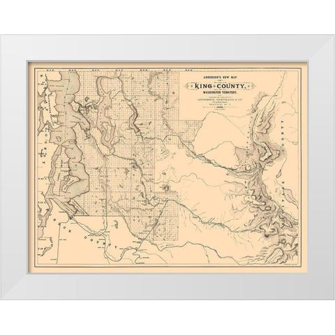 King County Washington - Anderson 1888 White Modern Wood Framed Art Print by Anderson