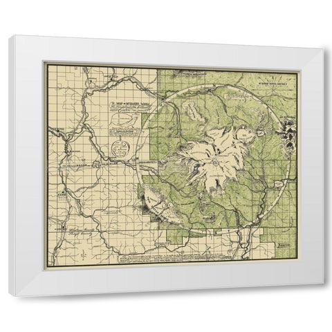 Mount Baker Washington - Easton 1912 White Modern Wood Framed Art Print by Easton