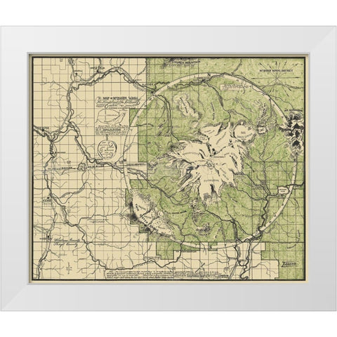 Mount Baker Washington - Easton 1912 White Modern Wood Framed Art Print by Easton