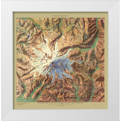 Mount Rainier National Park Washington White Modern Wood Framed Art Print by Renshawe