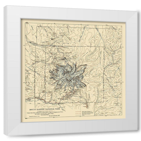 Mount Rainier National Park - 1907 White Modern Wood Framed Art Print by Chittenden