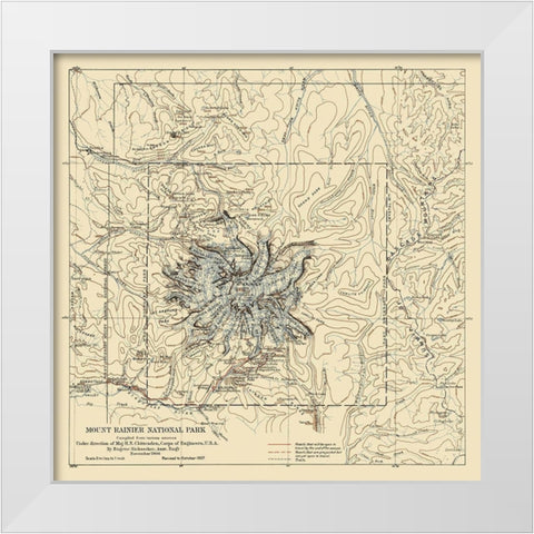 Mount Rainier National Park - 1907 White Modern Wood Framed Art Print by Chittenden