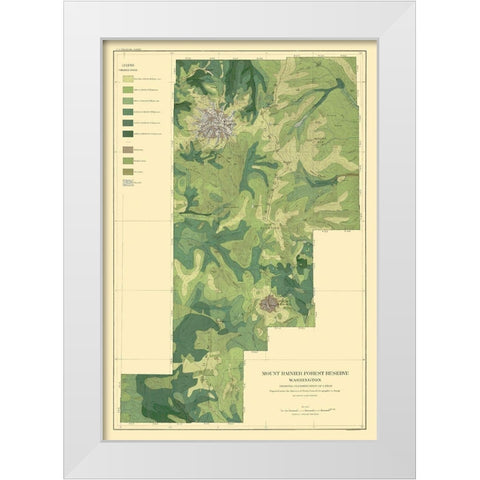 Mount Rainier Forest Washington 1899 White Modern Wood Framed Art Print by Bien