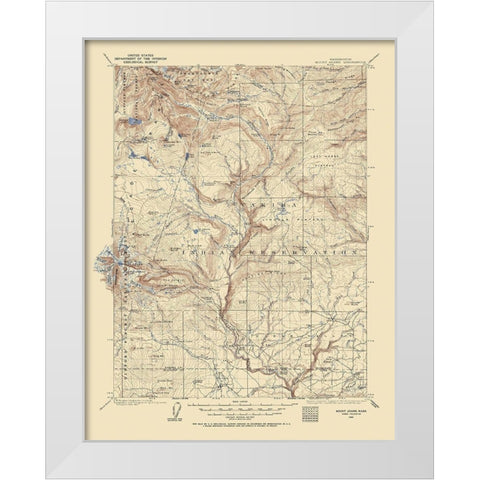 Mt Adams Washington Quad - USGS 1904 White Modern Wood Framed Art Print by USGS