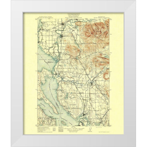 Mt Vernon Washington Quad - USGS 1911 White Modern Wood Framed Art Print by USGS