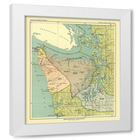 Northwestern Washington - Hoen 1896 White Modern Wood Framed Art Print by Hoen