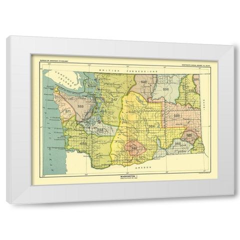 Washington - Olympia - Hoen 1896 White Modern Wood Framed Art Print by Hoen