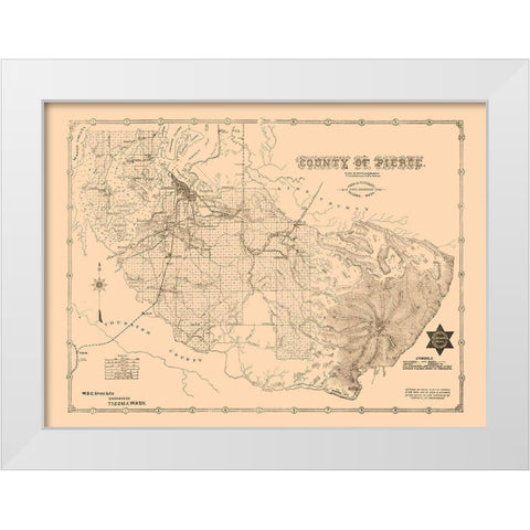 Pierce County Washington - Plummer 1890 White Modern Wood Framed Art Print by Plummer