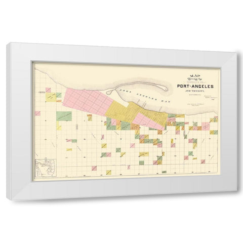 Port Angeles Washington - Ware 1891 White Modern Wood Framed Art Print by Ware