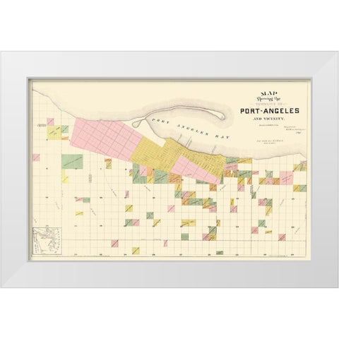 Port Angeles Washington - Ware 1891 White Modern Wood Framed Art Print by Ware