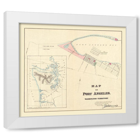 Port Angeles Washington - Edmunds 1864 White Modern Wood Framed Art Print by Edmunds