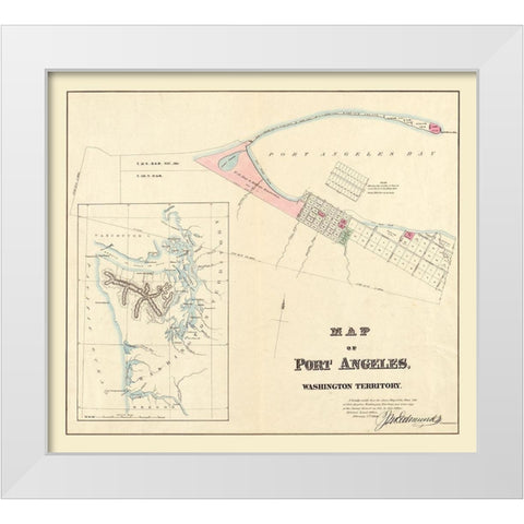 Port Angeles Washington - Edmunds 1864 White Modern Wood Framed Art Print by Edmunds