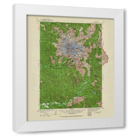 Mt Rainier Washington Quad - USGS 1924 White Modern Wood Framed Art Print by USGS