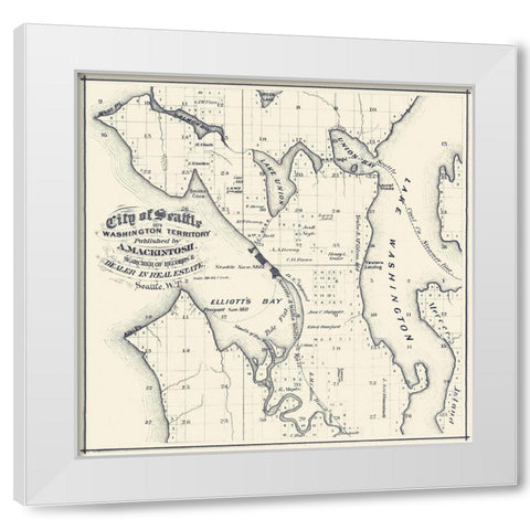 Seattle Washington Landowner - Mackintosh 1874 White Modern Wood Framed Art Print by Mackintosh