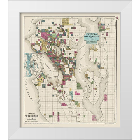 Seattle Washington Landowner - Anderson 1890 White Modern Wood Framed Art Print by Anderson