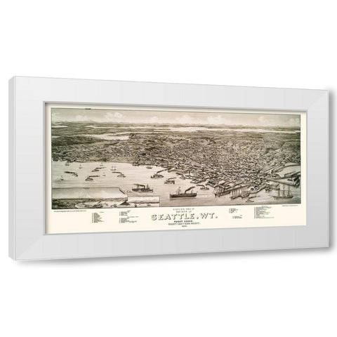 Seattle Washington - Beck 1884 White Modern Wood Framed Art Print by Beck