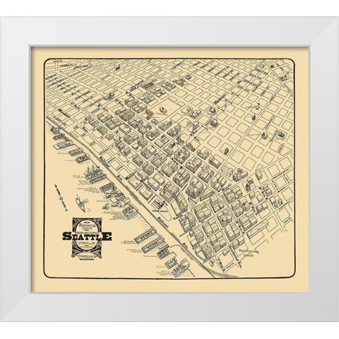 Business District Seattle Washington - Tulloch White Modern Wood Framed Art Print by Tulloch
