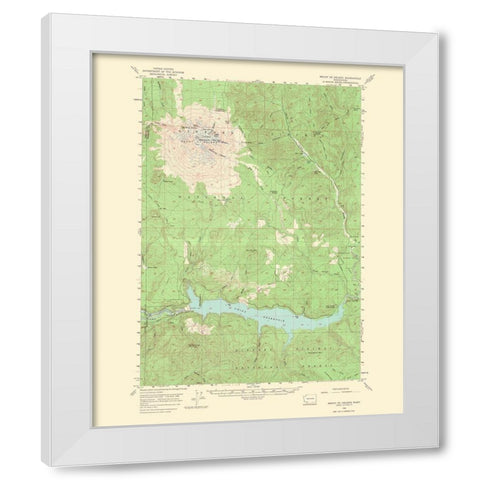 Mt St Helens Washington Quad - USGS 1968 White Modern Wood Framed Art Print by USGS