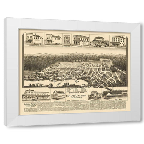 Snohomish Washington - Elliot 1890 White Modern Wood Framed Art Print by Elliot