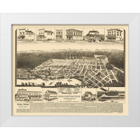 Snohomish Washington - Elliot 1890 White Modern Wood Framed Art Print by Elliot