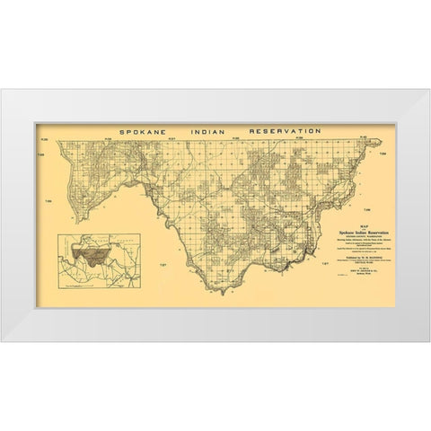 Spokane Indian Reservation - Manning 1910 White Modern Wood Framed Art Print by Manning