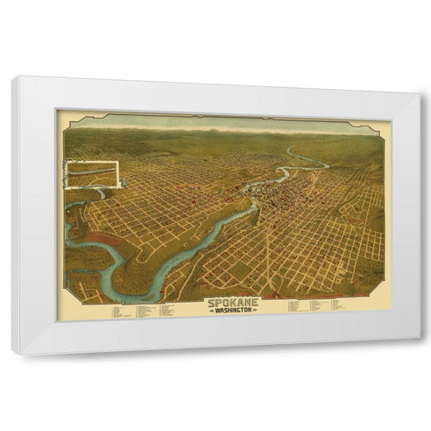 Spokane Washington - Graham 1905 White Modern Wood Framed Art Print by Graham