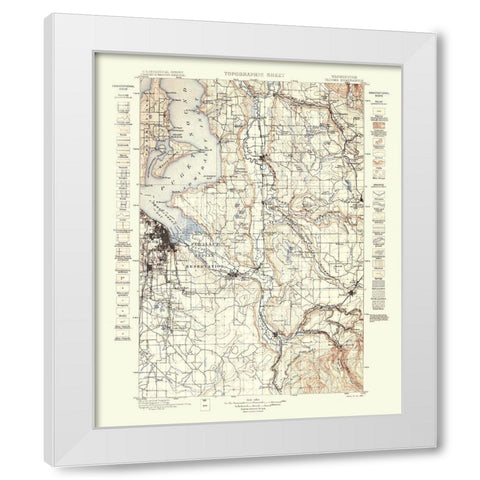 Tacoma Washington Quad - USGS 1898 White Modern Wood Framed Art Print by USGS