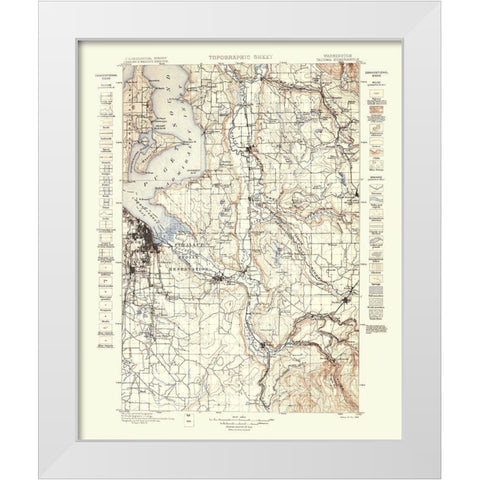 Tacoma Washington Quad - USGS 1898 White Modern Wood Framed Art Print by USGS