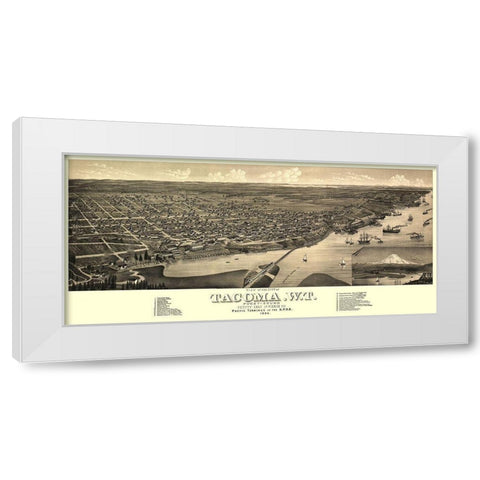 Tacoma Washington - Stoner 1884 White Modern Wood Framed Art Print by Stoner
