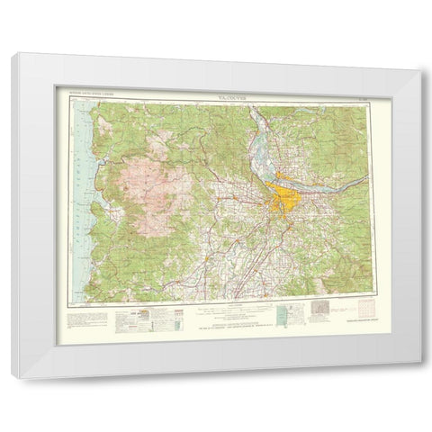Vancouver Washington Oregon Quad - USGS 1964 White Modern Wood Framed Art Print by USGS