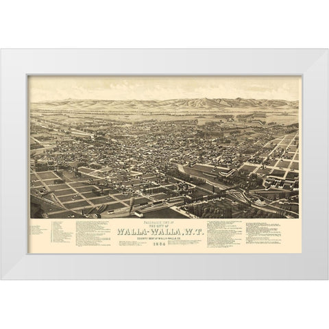 Walla Walla Washington - Burleigh 1884 White Modern Wood Framed Art Print by Burleigh