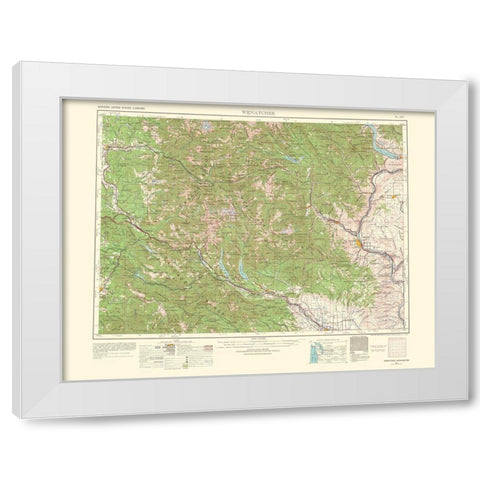 Wenatchee Washington Quad - USGS 1957 White Modern Wood Framed Art Print by USGS