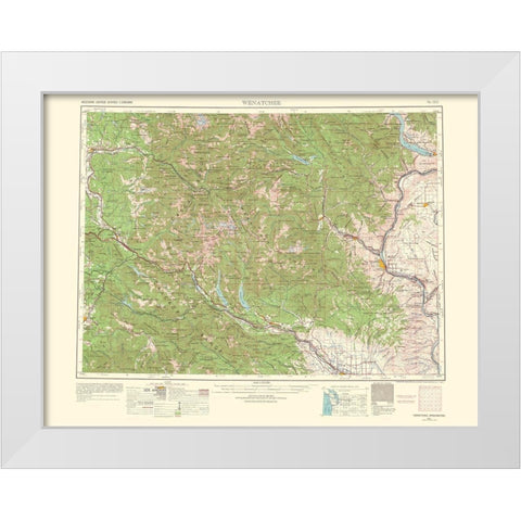 Wenatchee Washington Quad - USGS 1957 White Modern Wood Framed Art Print by USGS