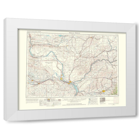 Walla Walla Washington Quad - USGS 1964 White Modern Wood Framed Art Print by USGS