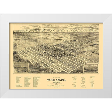 Yakima Washington - Spike 1889 White Modern Wood Framed Art Print by Spike