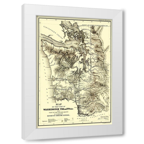 Washington Territory - West of Cascades - Duval White Modern Wood Framed Art Print by Duval