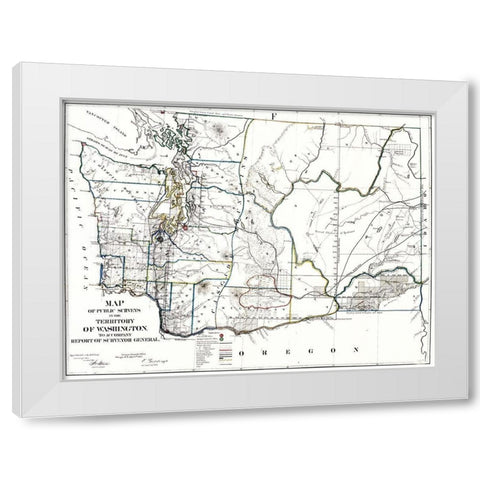 Washington Territory of Public Survey White Modern Wood Framed Art Print by Giddings
