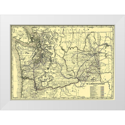 Washington Railroads - 1892 White Modern Wood Framed Art Print by Unknown