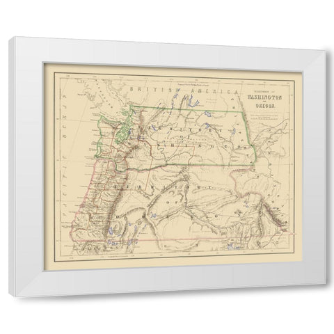 Washington, Oregon Territories - Rogers 1857 White Modern Wood Framed Art Print by Rogers