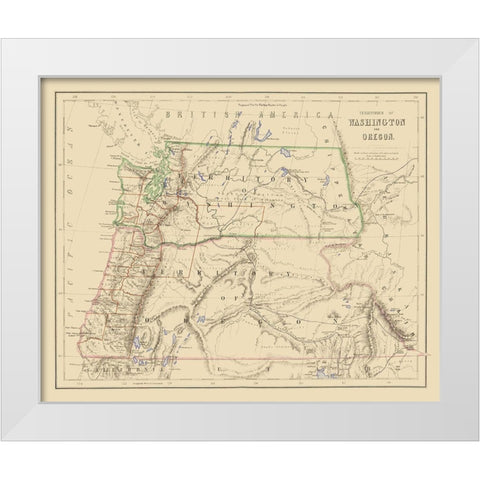 Washington, Oregon Territories - Rogers 1857 White Modern Wood Framed Art Print by Rogers