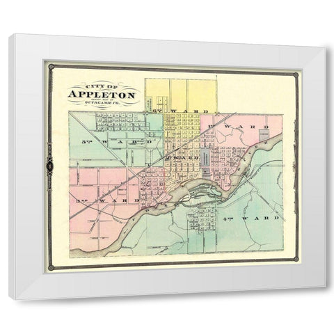 Appleton Wisconsin - Snyder 1878 White Modern Wood Framed Art Print by Snyder