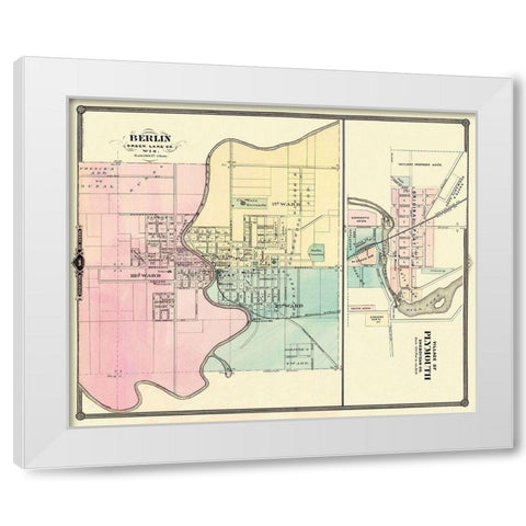 Berlin, Plymouth Wisconsin - Snyder 1878 White Modern Wood Framed Art Print by Snyder
