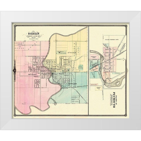 Berlin, Plymouth Wisconsin - Snyder 1878 White Modern Wood Framed Art Print by Snyder
