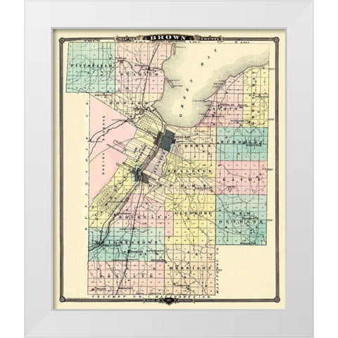 Brown Wisconsin - Snyder 1878 White Modern Wood Framed Art Print by Snyder