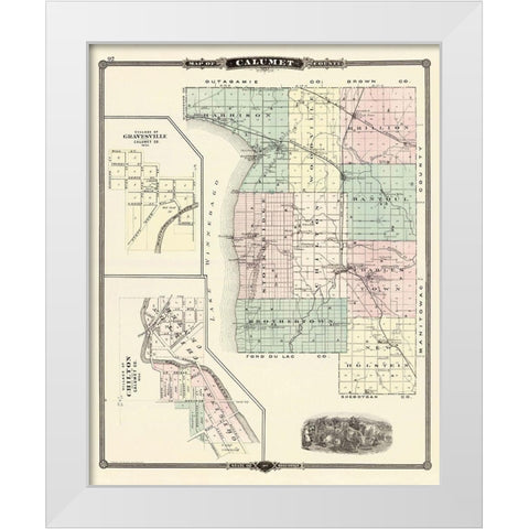 Calumet Wisconsin Landowner - Snyder 1878 White Modern Wood Framed Art Print by Snyder