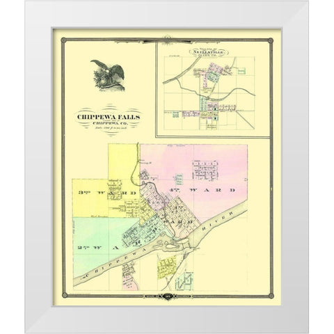Chippewa Falls Wisconsin Landowner - Snyder 1878 White Modern Wood Framed Art Print by Snyder