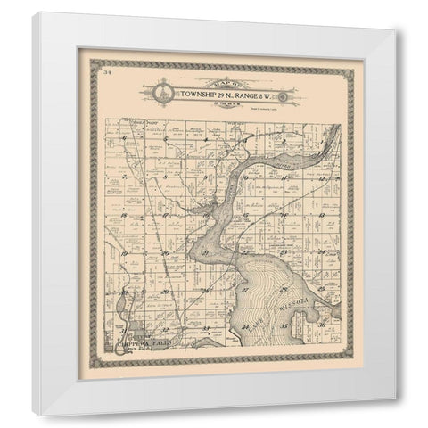 Chippewa Falls - Township 29 N., Range 8 W. White Modern Wood Framed Art Print by Unknown