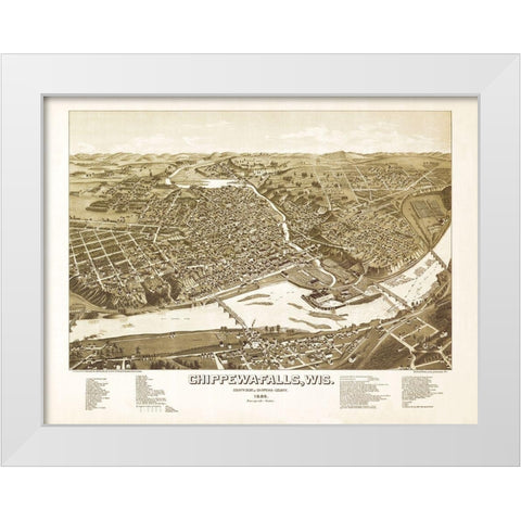 Chippewa Falls Wisconsin - Norris 1886 White Modern Wood Framed Art Print by Norris