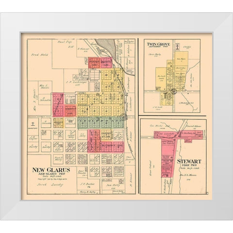 New Glarus, Twin Grove, Stewart Wisconsin White Modern Wood Framed Art Print by Ogle