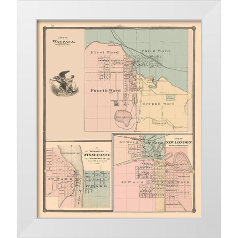 Waupaca, New London, Winneconne Wisconsin White Modern Wood Framed Art Print by Snyder